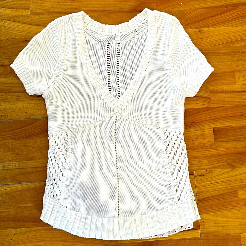 Anthropologie knit white top size M